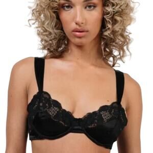 We Are HAH Free People After Hours Black Lace & Satin Push-up Bra Noir, 30-38C